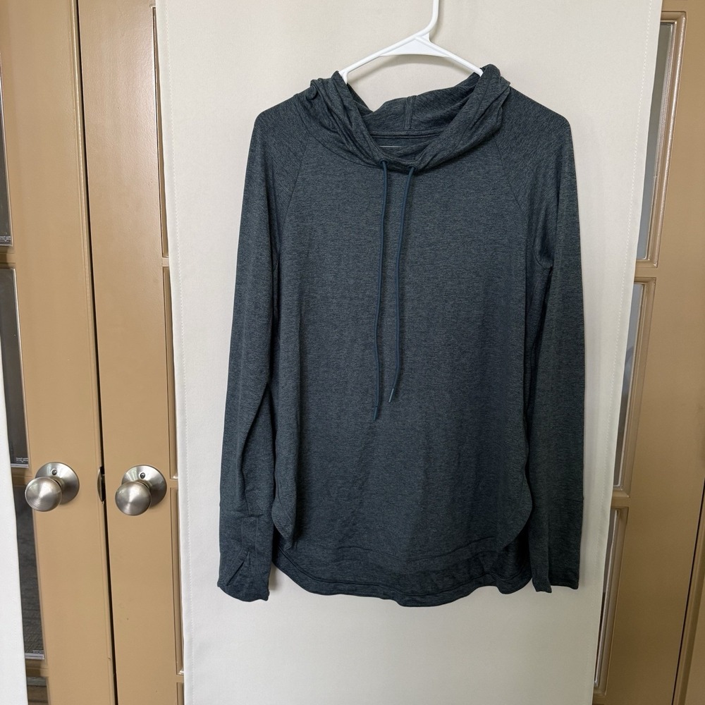 Athleta Womens Medium Green Uptempo Lightweight Pullover Hoodie Sweatshirt Gym